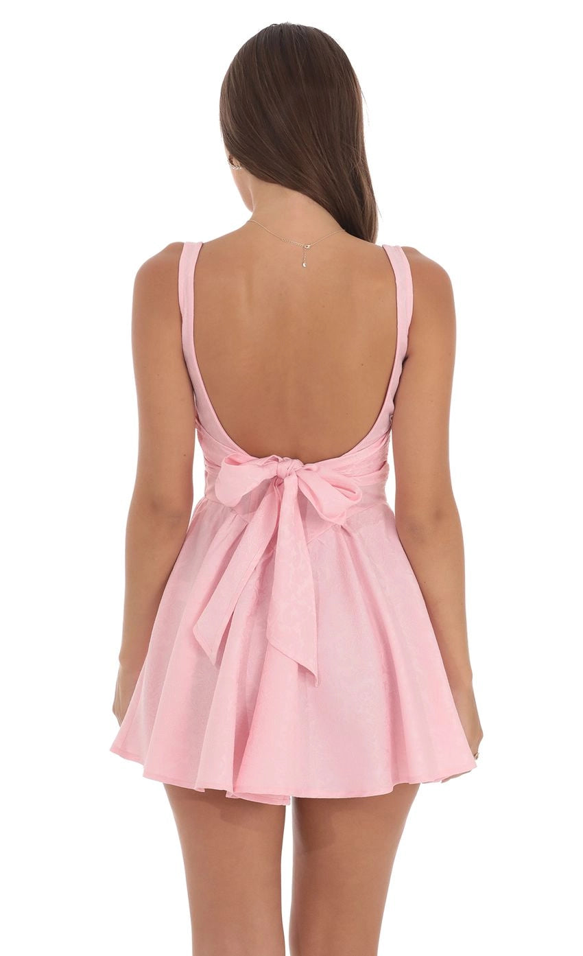 DingJi Wedding Cute Jacquard Bareback Bow Homecoming Dresses